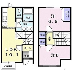 ボンレーブIII 1階2LDKの間取り