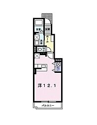 ＡＬＢＡ　Ｅ 1階ワンルームの間取り