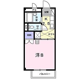 メゾンボーA棟 1Kの間取図画像