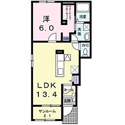 スーペリア　Ｄ 1階1LDKの間取り