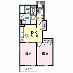 カミーリアB 2DKの間取図画像
