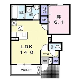 サンクチュアリKEG 1LDKの間取図画像