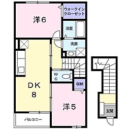 ラフォーレ2 2DKの間取図画像