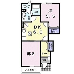 アンソレイユTN2 2DKの間取図画像
