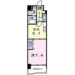 ネオ筥松 1DKの間取図画像