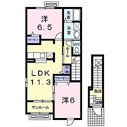 ブランシェス1 2LDKの間取図画像