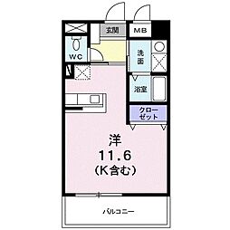 クイーンズ・コート ワンルームの間取図画像