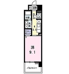 ｂｅｌｌｅ・ｆｒａｎｃ祥鳥橋 6階1Kの間取り