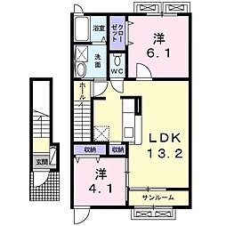 プリムローズ5 2LDKの間取図画像