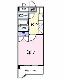 エスポワール粕屋 1Kの間取図画像