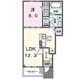 クラール野市Ｃ 1階1LDKの間取り