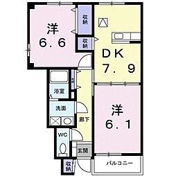 グランアヴェニール2 2DKの間取図画像