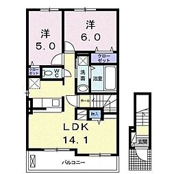 ノースサイドB 2LDKの間取図画像