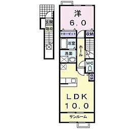 アモール 2階1LDKの間取り