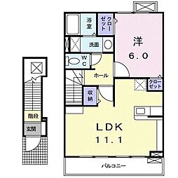 エスポワール 1LDKの間取図画像