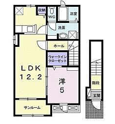 アンベリール　V 2階1LDKの間取り