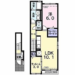 アルモニーヴィラージュ 1LDKの間取図画像