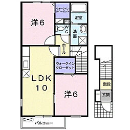 サンリット・ヴィラ 2階2LDKの間取り