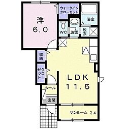 メゾンビュー6 1LDKの間取図画像