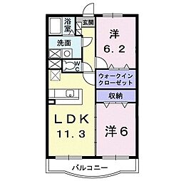 ファースト　ブリッジ上青山 2階2LDKの間取り
