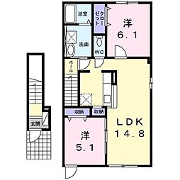 スウィートホーム 2LDKの間取図画像