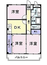 メゾンドユーメイク 3DKの間取図画像