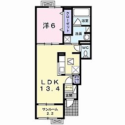 クレーブベース 1階1LDKの間取り