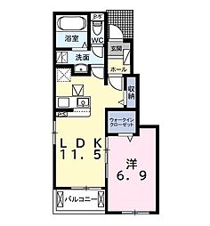 ヒカルサ君津II 1LDKの間取図画像