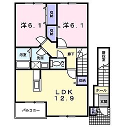 エシックスウィンド 2LDKの間取図画像