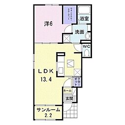 エーヴィヒ・ヴォールD 1LDKの間取図画像
