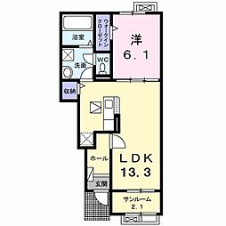 メゾンドポワールA 1LDKの間取図画像
