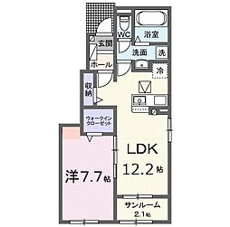 パレスハンド3 1LDKの間取図画像