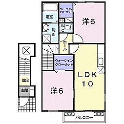 プリュム・ド・アンジュB棟 2LDKの間取図画像