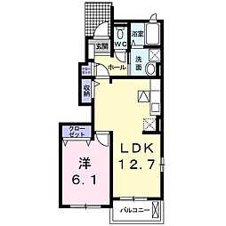 ベルソレイユ　Ａ 1階1LDKの間取り