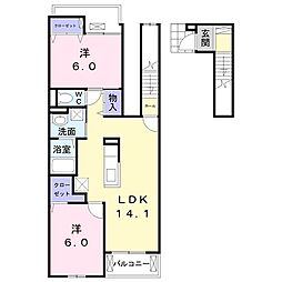 ラフォーレ古ヶ崎 2LDKの間取図画像