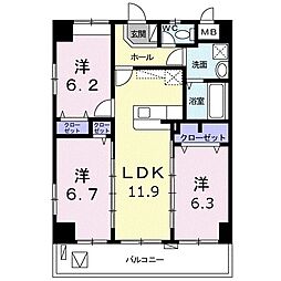 スカイテラスナゴ 3LDKの間取図画像