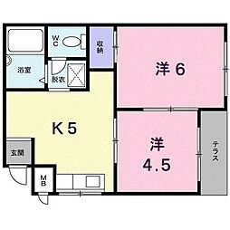 アーバンエセビ 2Kの間取図画像