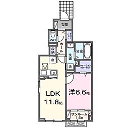 琴福 1LDKの間取図画像