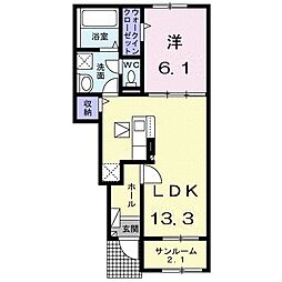 セレッソ手屋 1階1LDKの間取り