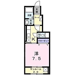 フェリーチェ 1階1Kの間取り