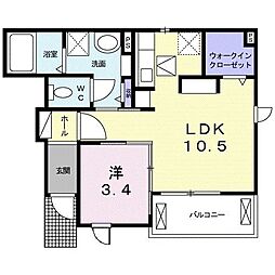 ＡＹＳ．東赤石　Ｂ 1階1LDKの間取り