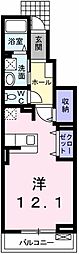 ヴィラクレール ワンルームの間取図画像