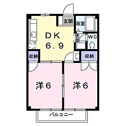 シャルマンハイツ2 2DKの間取図画像