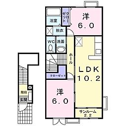 ムーンダストB 2LDKの間取図画像