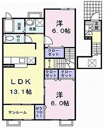バーミィハウスA 2LDKの間取図画像
