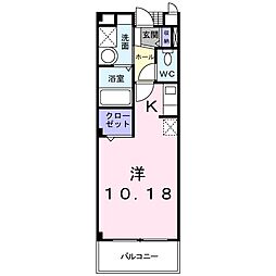 クレメント椿 1Kの間取図画像
