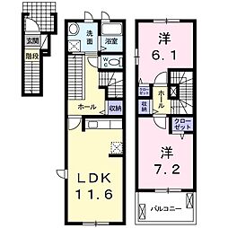 メテオールA 2LDKの間取図画像