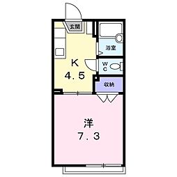 グリーンフラット 1Kの間取図画像