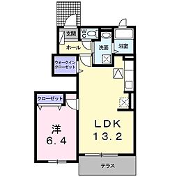 リアンヴィラージュＣ棟 1階1LDKの間取り