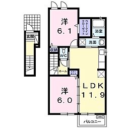 フィオーレ・デ・ペスカ 2階2LDKの間取り